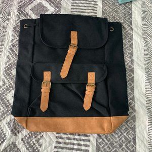 Black Canvas and leather back pack/ laptop bag